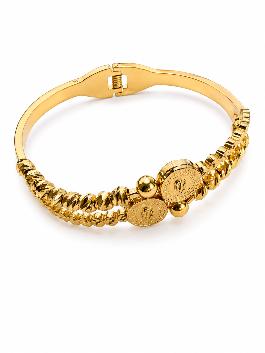 Elegant Gold-Tone Textured Bangle Bracelet