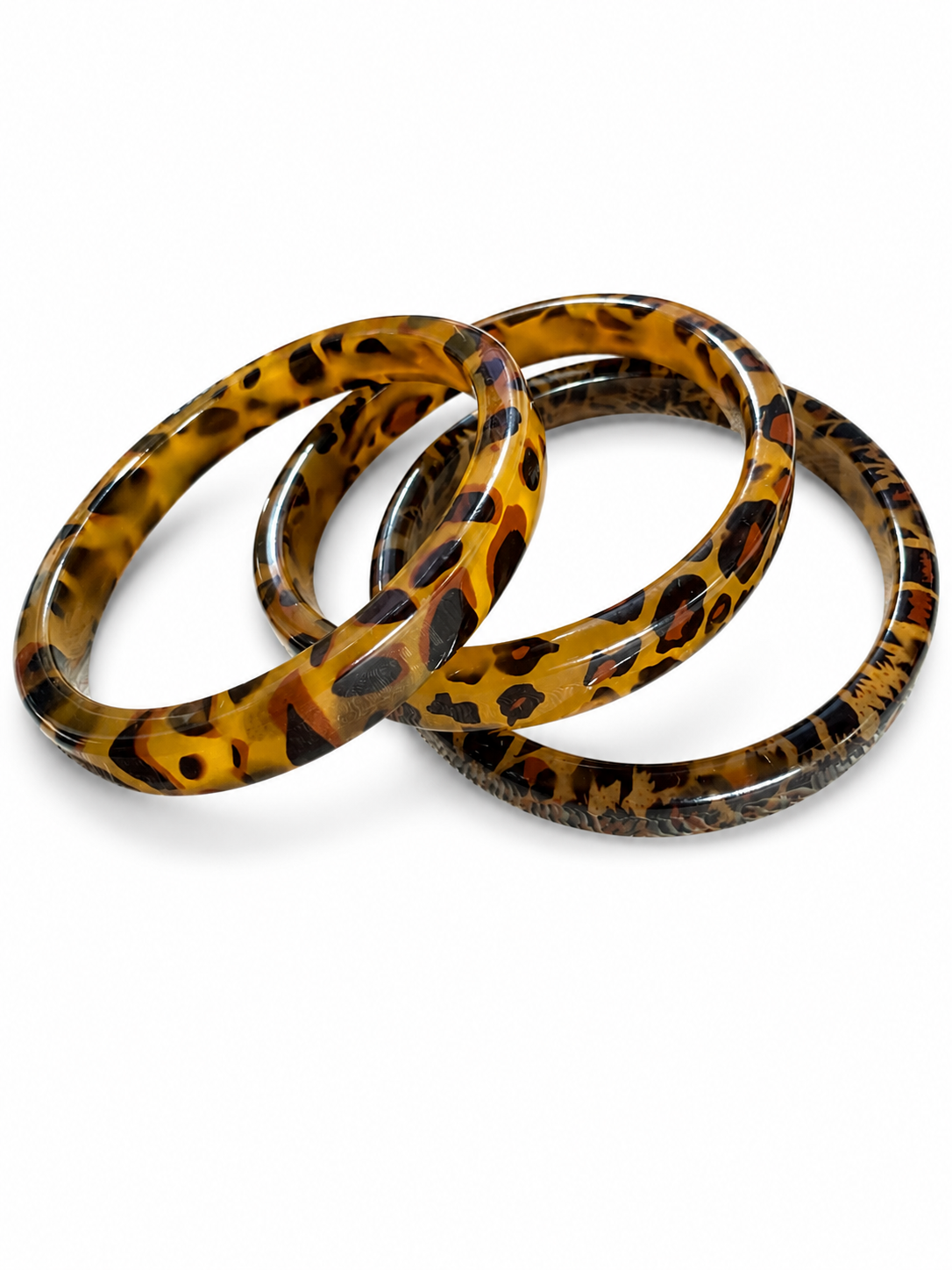 3 tortoiseshell-style resin bangles
