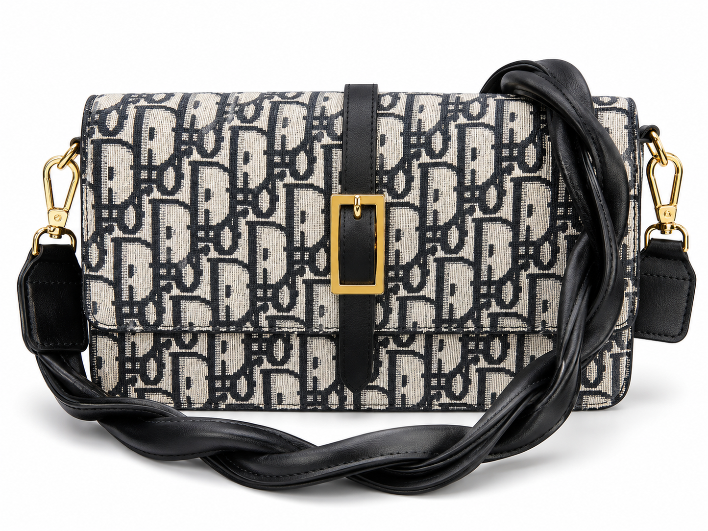Designer-Inspired Monogram Crossbody Shoulder Bag