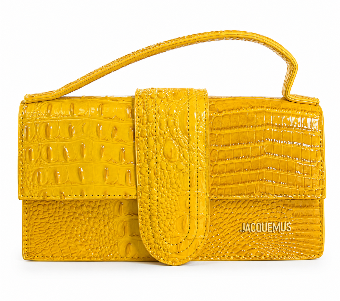 Mustard Yellow Croc-Embossed Top Handle Handbag | Chic Faux Leather Mini Purse | Statement Fashion Bag