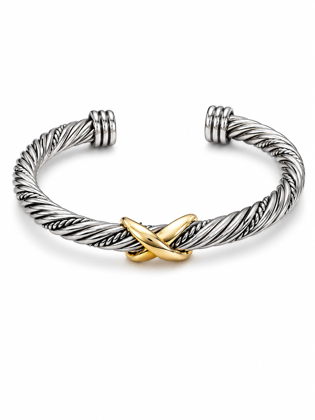 Golden Embrace Twisted Cable Cuff Bracelet