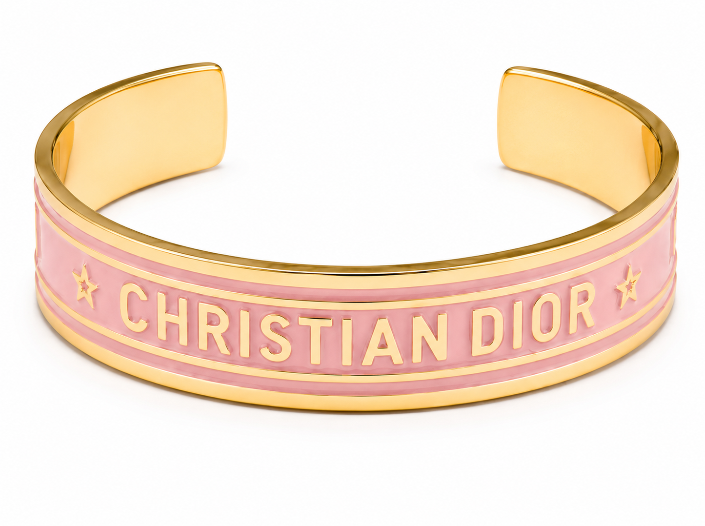 Pink Designer-Inspired Enamel Cuff Bracelet
