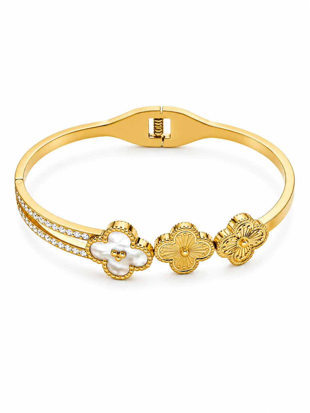 Gold-Plated Stainless Steel Clover Bangle