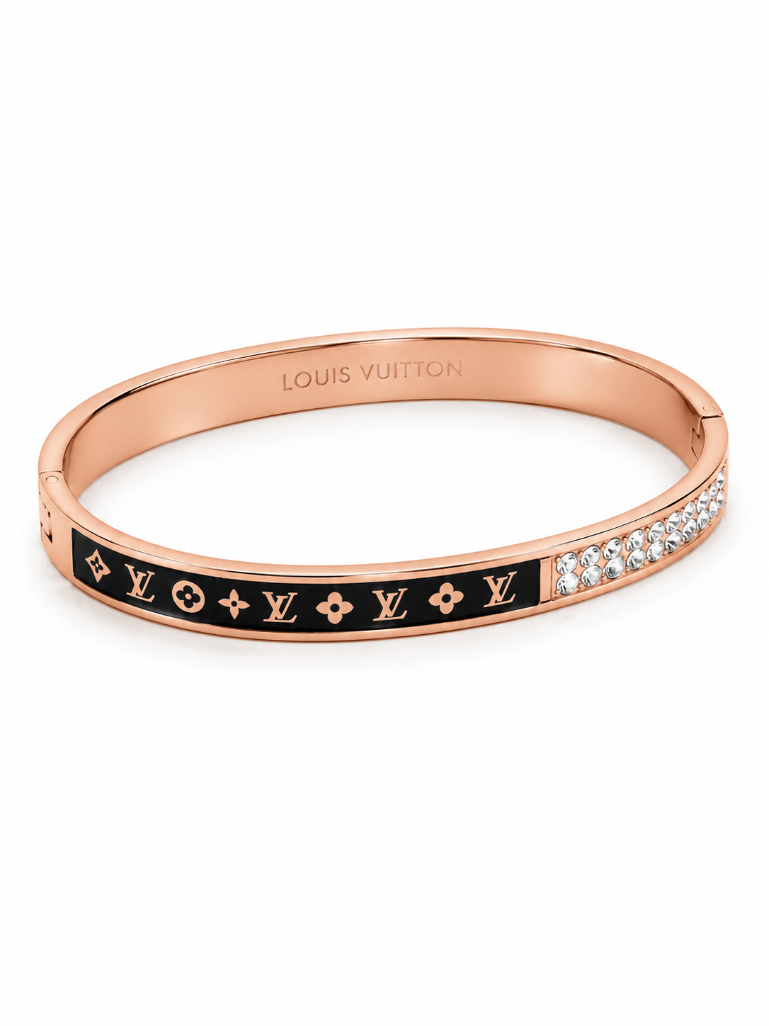 Rose Gold Designer-Inspired Monogram Bangle