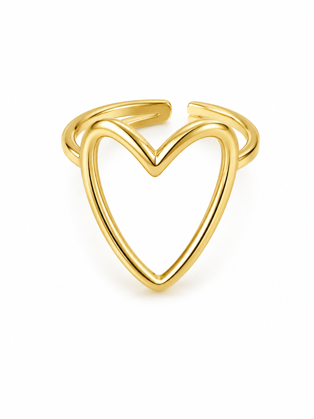 Golden Open Heart Statement Ring