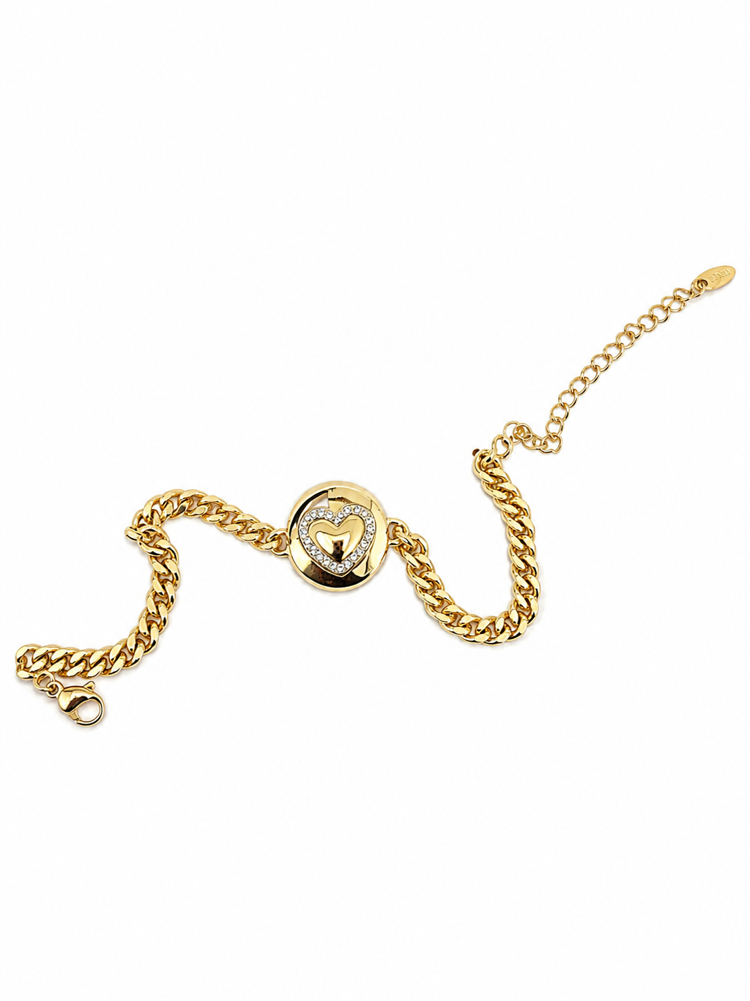 Gold Heart Crystal Chain Bracelet