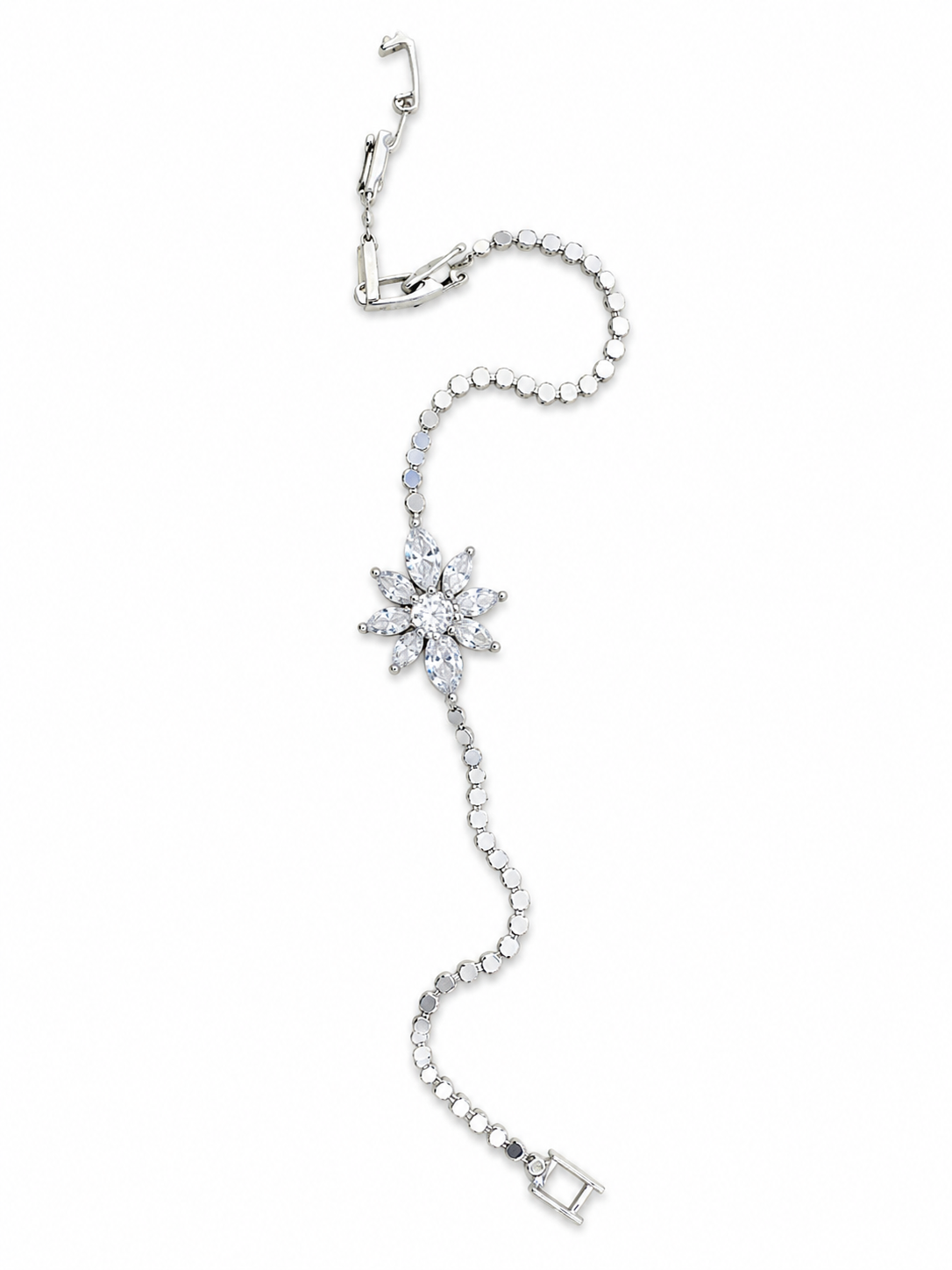 Crystal Blossom Silver-Tone Tennis Bracelet