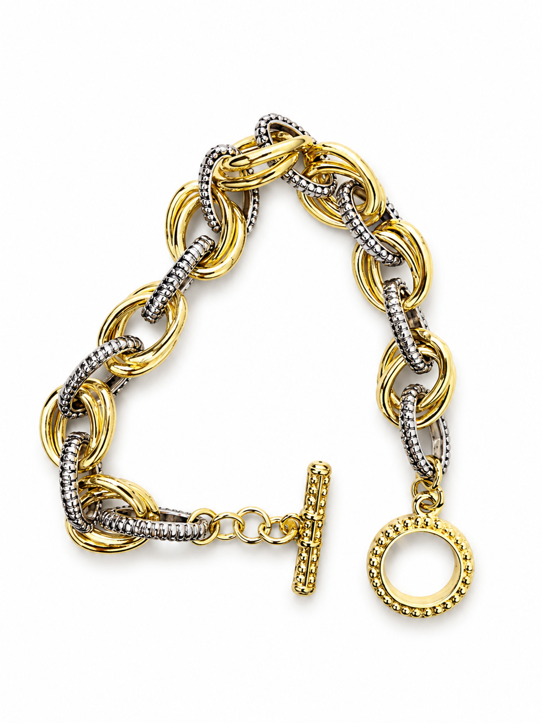 Two-Tone Chunky Link Toggle Bracelet