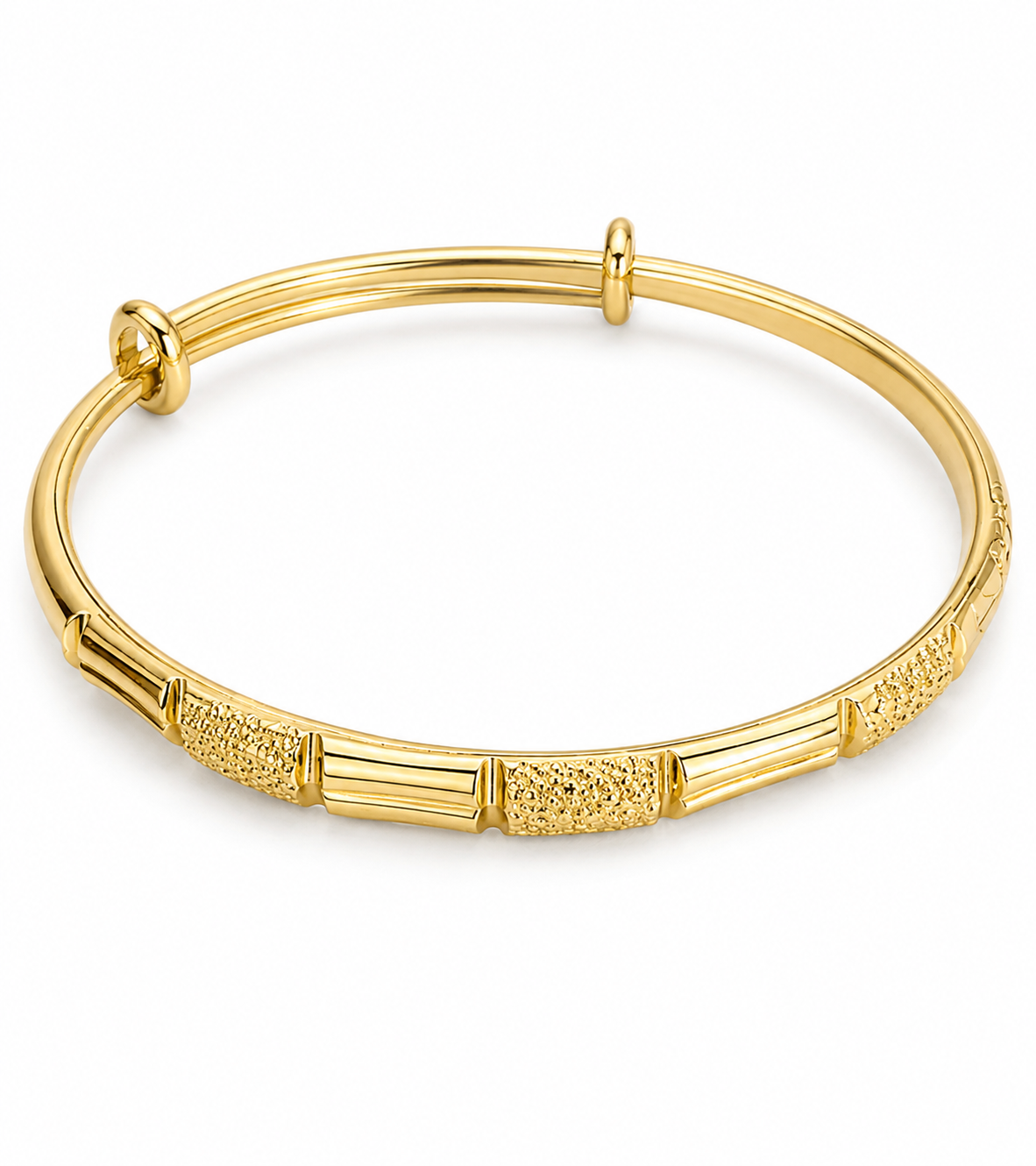 Textured Gold Adjustable Bangle Bracelet