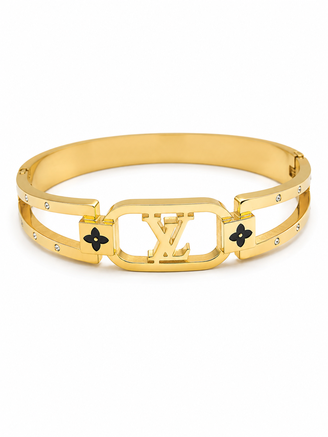 Gold-Tone Monogram Accent Bangle Bracelet