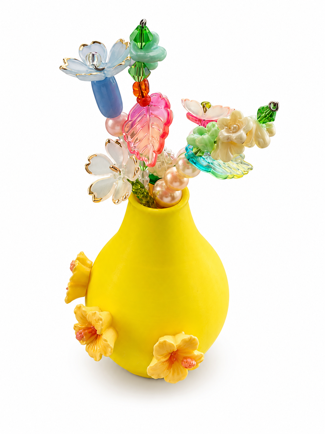 Sunny Yellow Beaded Floral Magnet