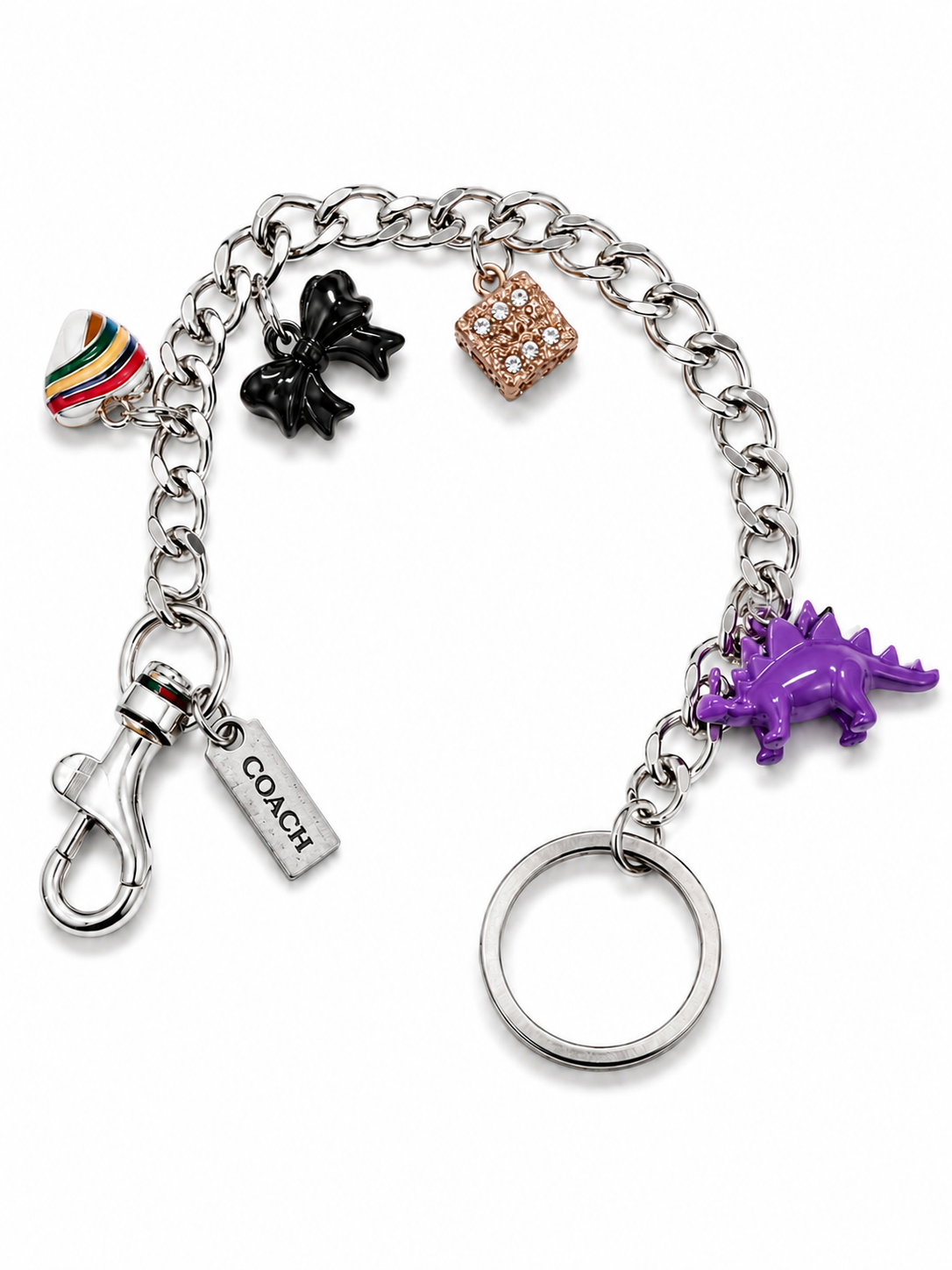 Silver-Tone Charm Keychain Bracelet