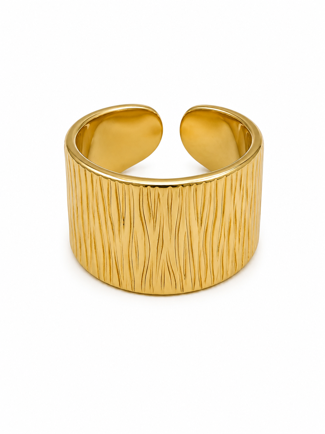 Non-Tarnish Gold Textured Adjustable Cuff Ring