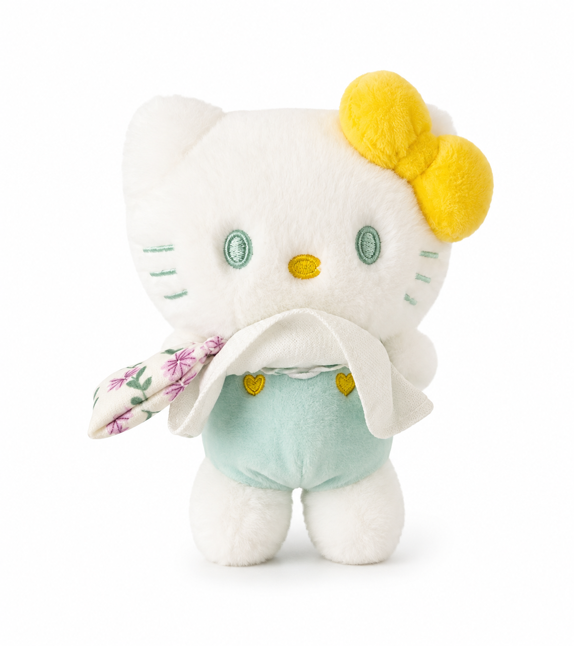 Sweet Kitty Plush Keychain with Yellow Bow