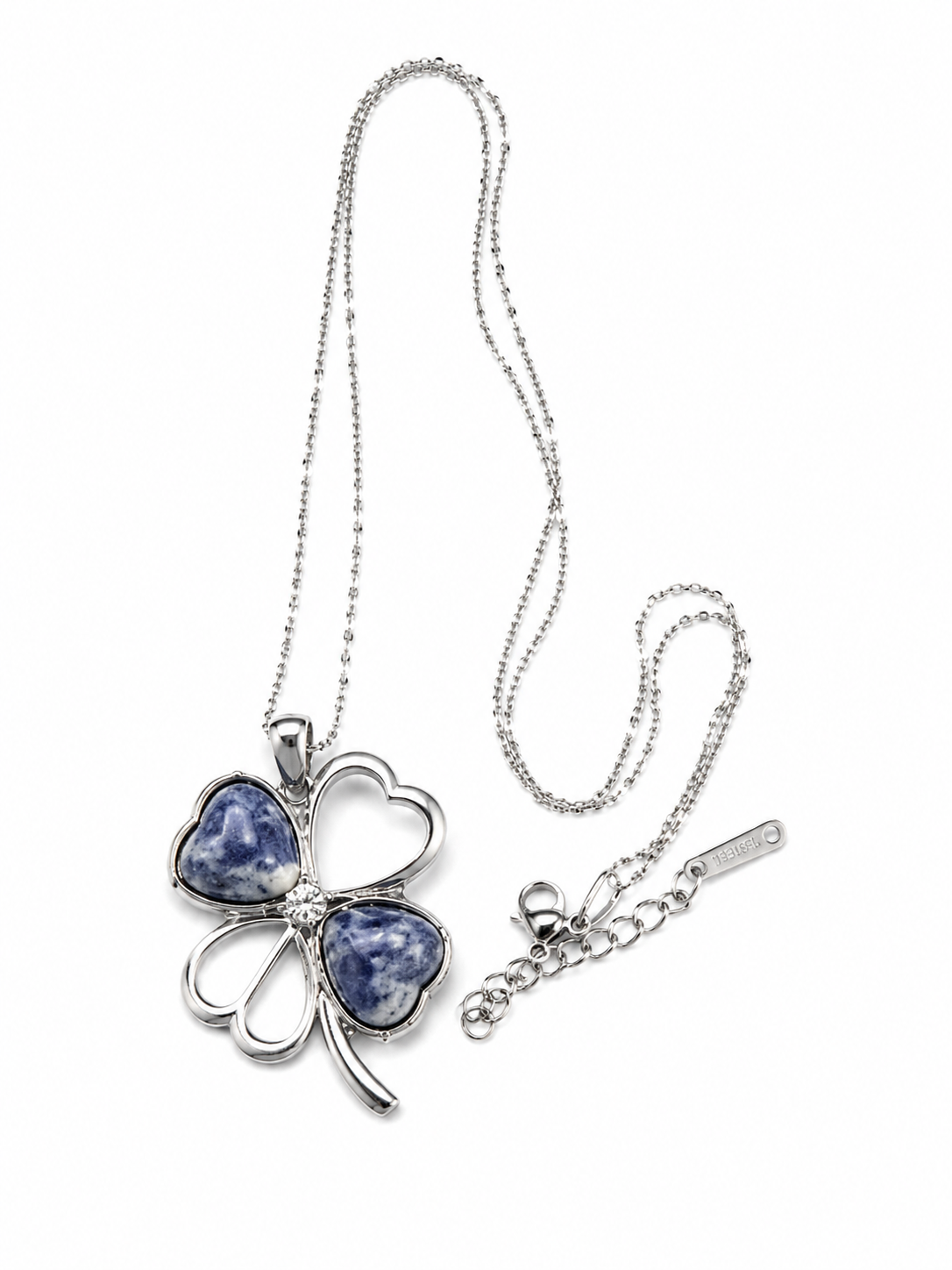 Blue Stone Four-Leaf Clover Pendant Necklacek