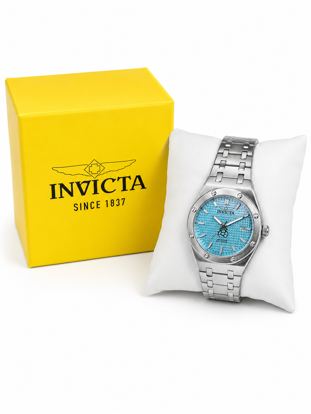 Invicta Silver-Tone Turquoise Dial Watch