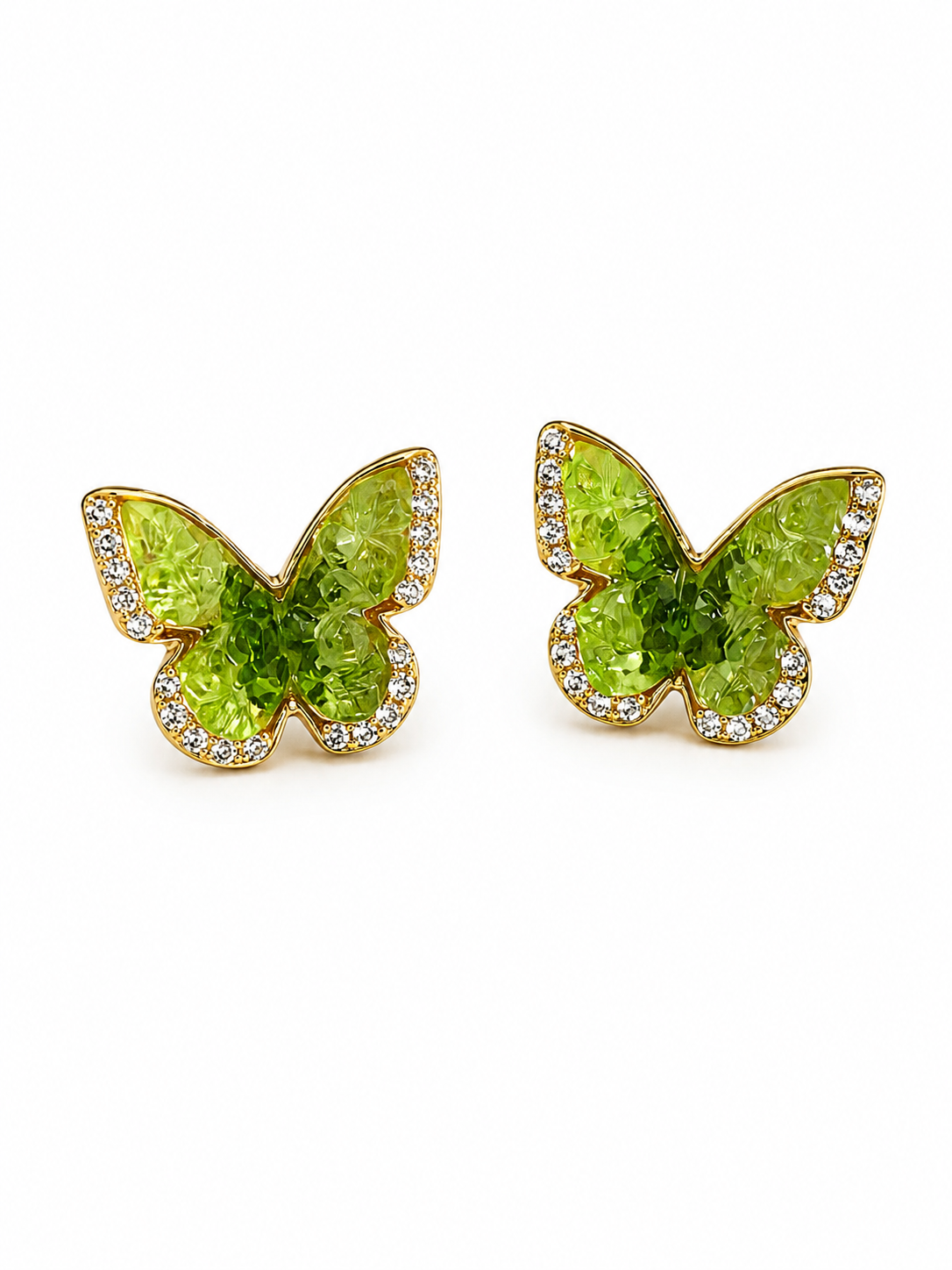 Emerald Green Crystal Butterfly Stud Earrings