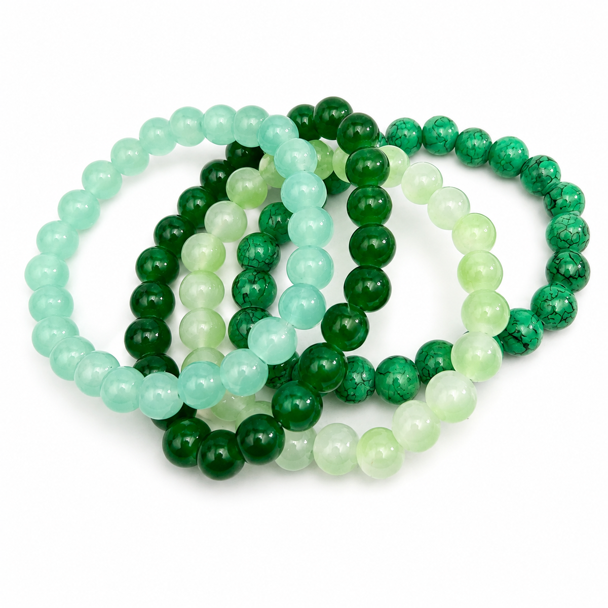 Green Goddess Beaded Bracelet Stack