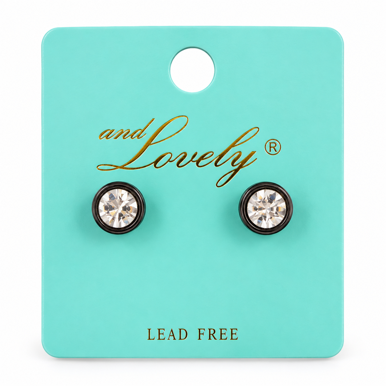 Classic Crystal Stud Earrings – Black & Clear