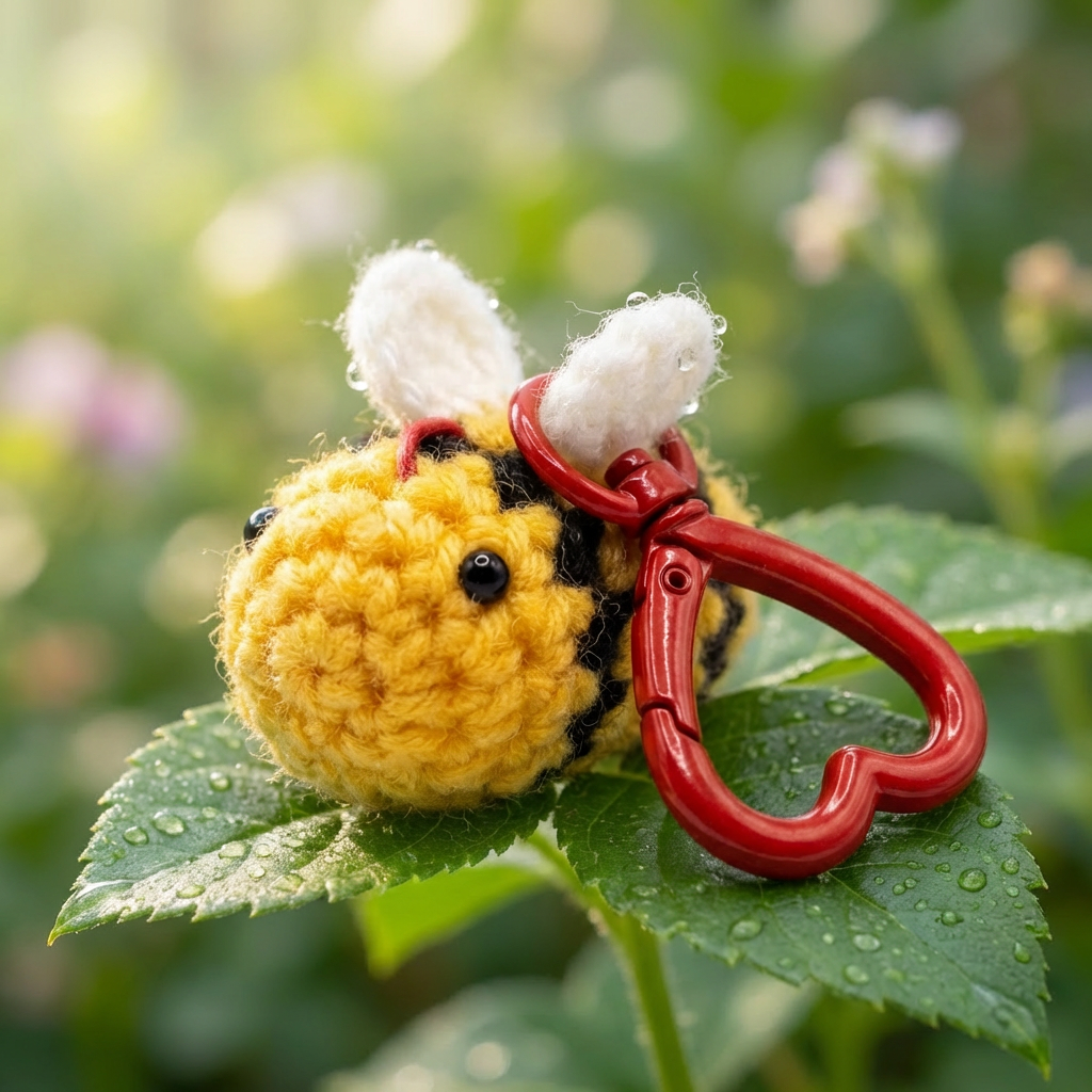 Handmade Crochet Bee Keychain – Cute Plush Bumblebee Bag Charm