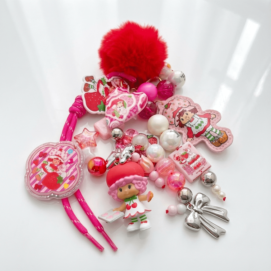 ๐ Strawberry Sweet Bag Charm โ Handmade Beaded Accessory ๐