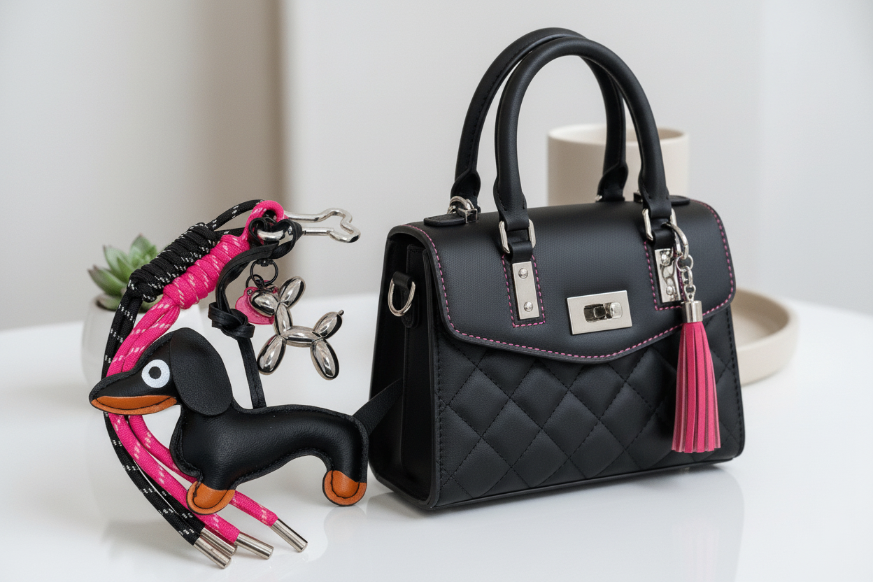 š¾ Cute Dachshund Dog Keychain with Rope Tassels