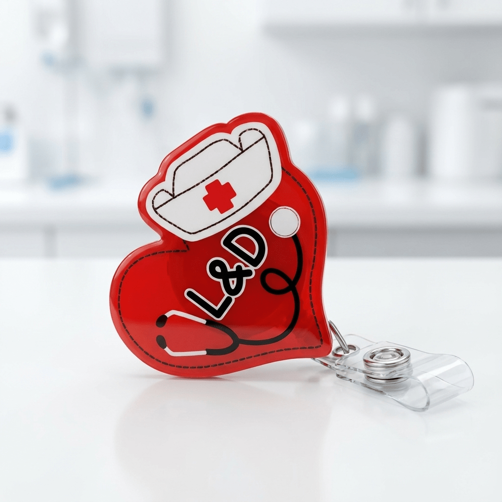 ❤️ L&D Nurse Badge Reel – Labor & Delivery Retractable ID Holder