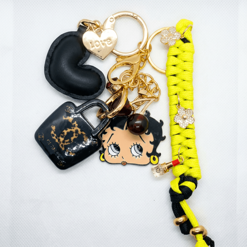 Betty Boop Charm Keychain with Neon Rope & Fun Accents
