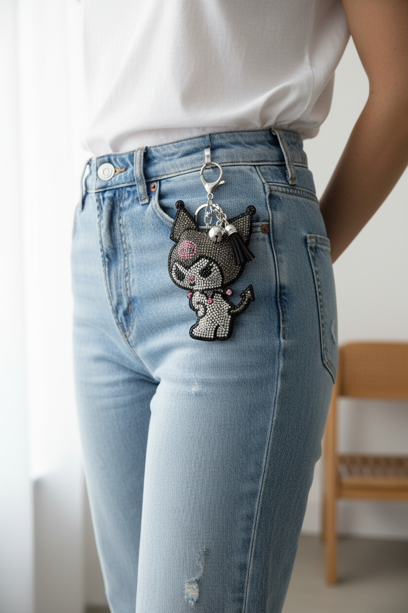 ✨ Rhinestone Kuromi Keychain – Sparkle Edition ✨