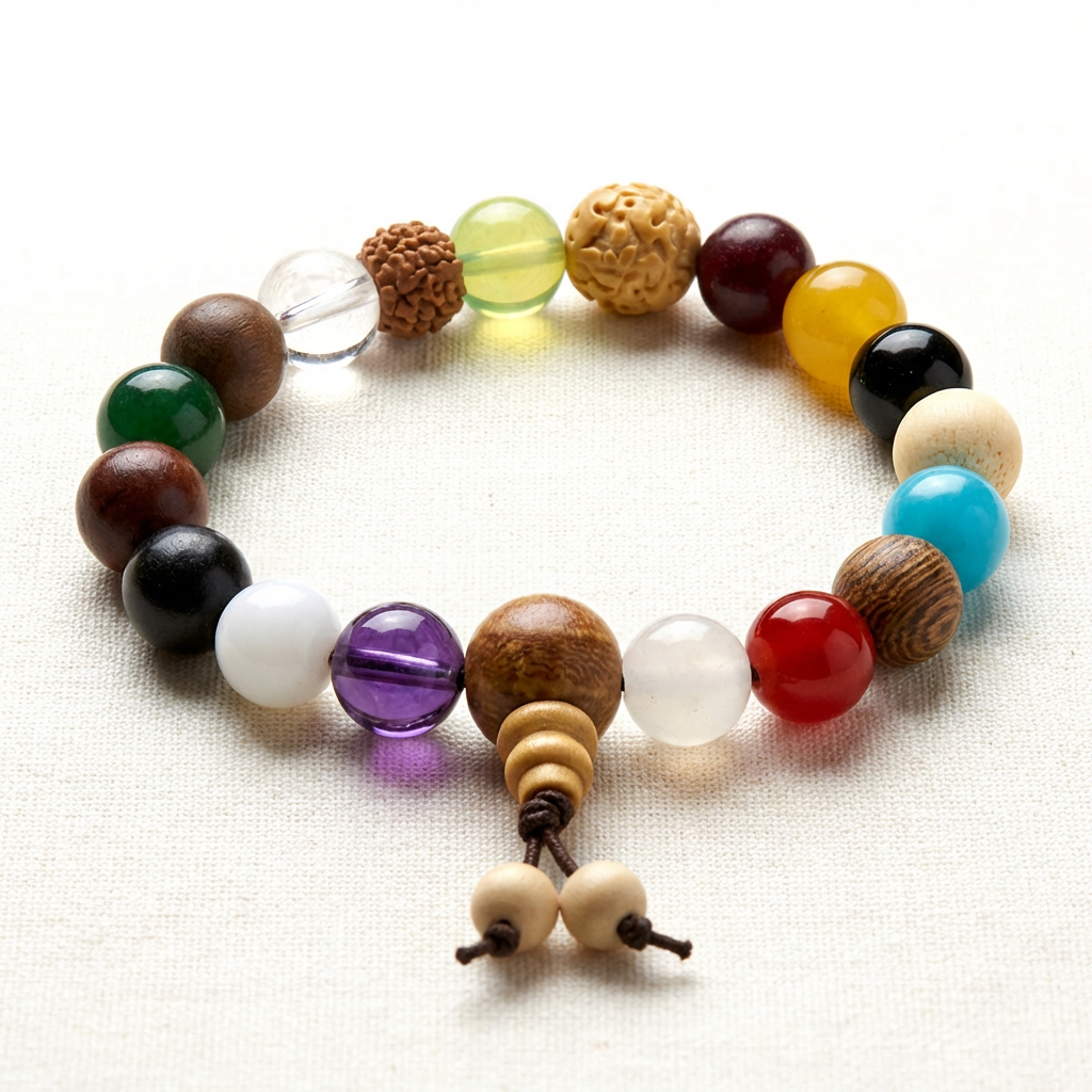 Natural Mixed Bead Bracelet – Multicolor Wood & Stone Style Bracelet