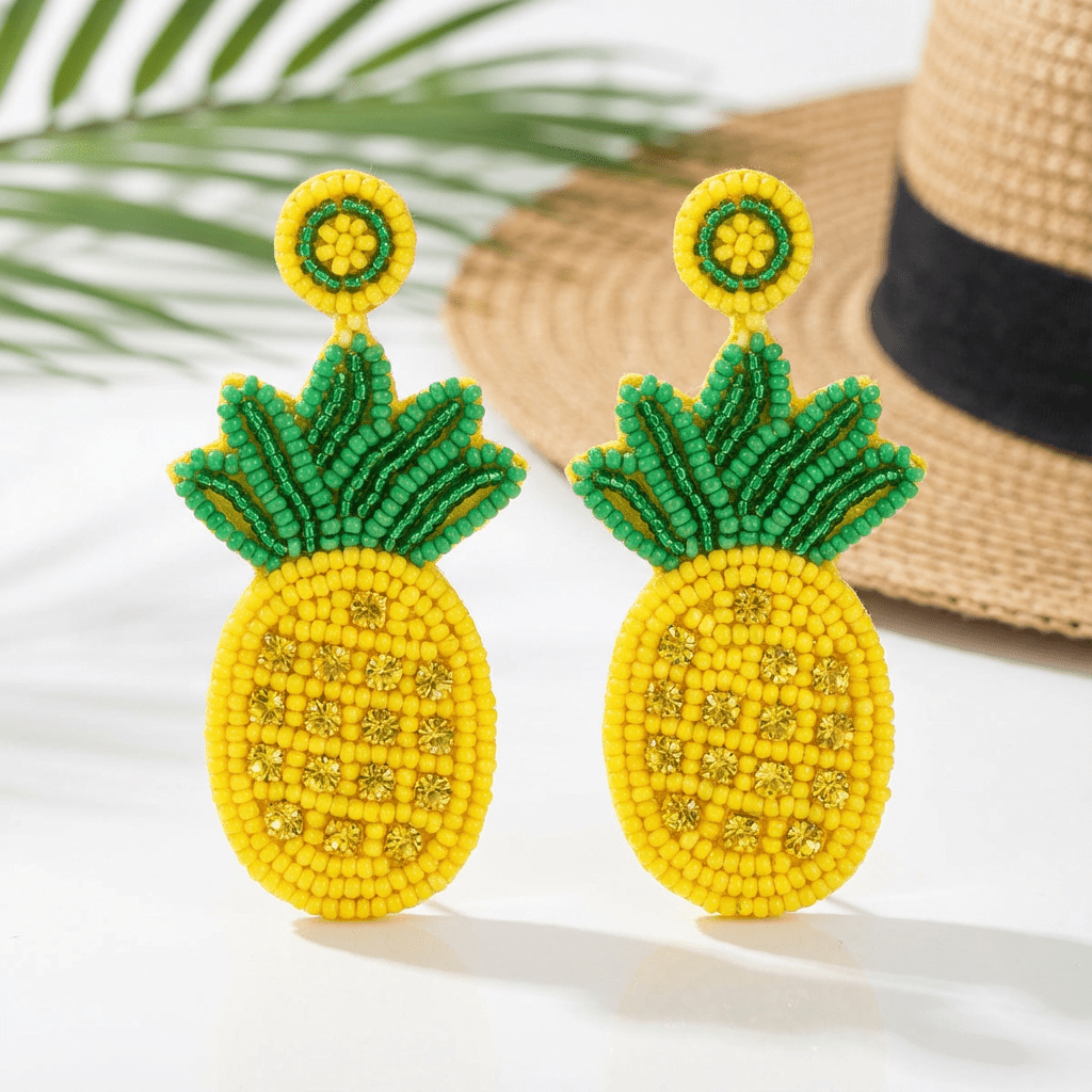 Pineapple Beaded Earrings