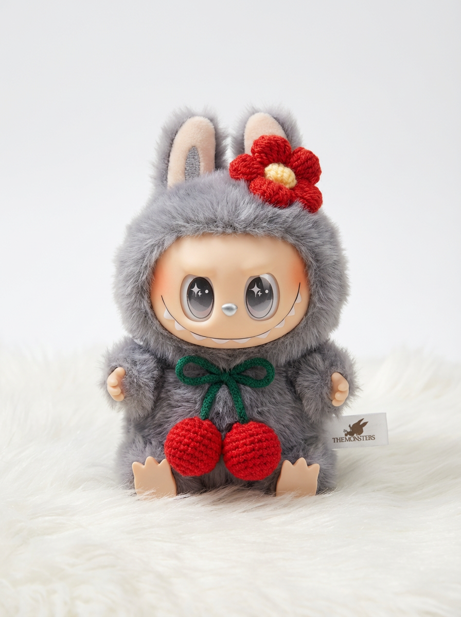 Midnight Cherry Charm Labubu Plush 🍒🖤