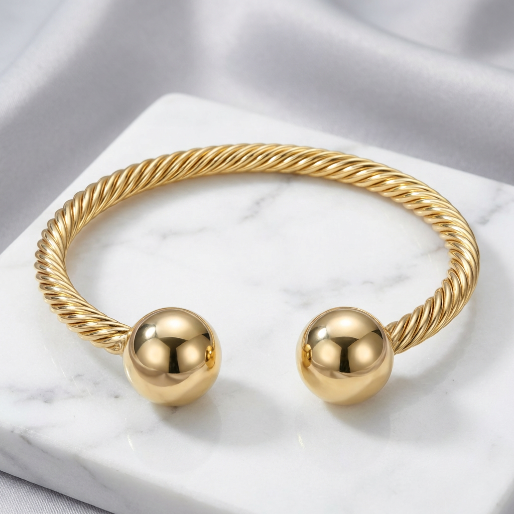 Gold Twisted Open Cuff Bracelet