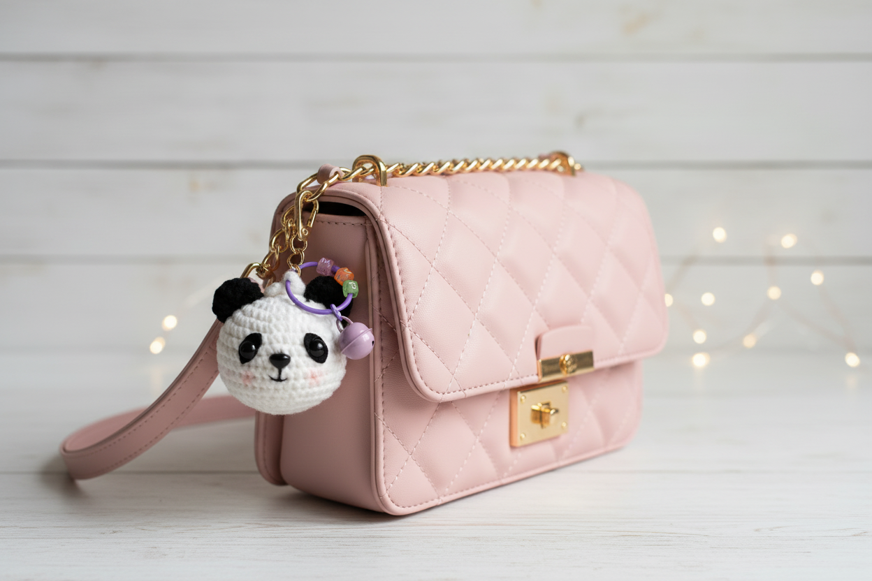 Handmade Panda Crochet Keychain – Cute Plush Bag Charm