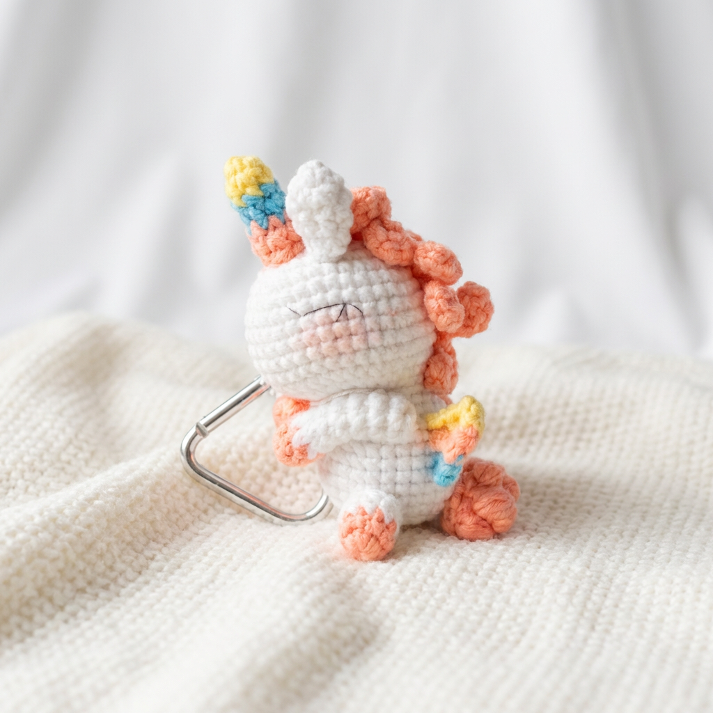 Handmade Crochet Unicorn Plush – Cute Amigurumi Unicorn keychain