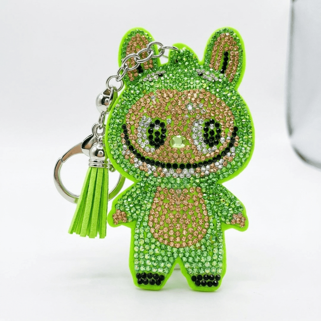 Sparkling Green Bubu Bunny Charm Keychain
