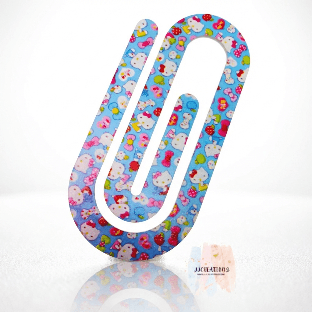 Blue Hello Kitty-Inspired Oversized Paperclip Bookmark! ππ