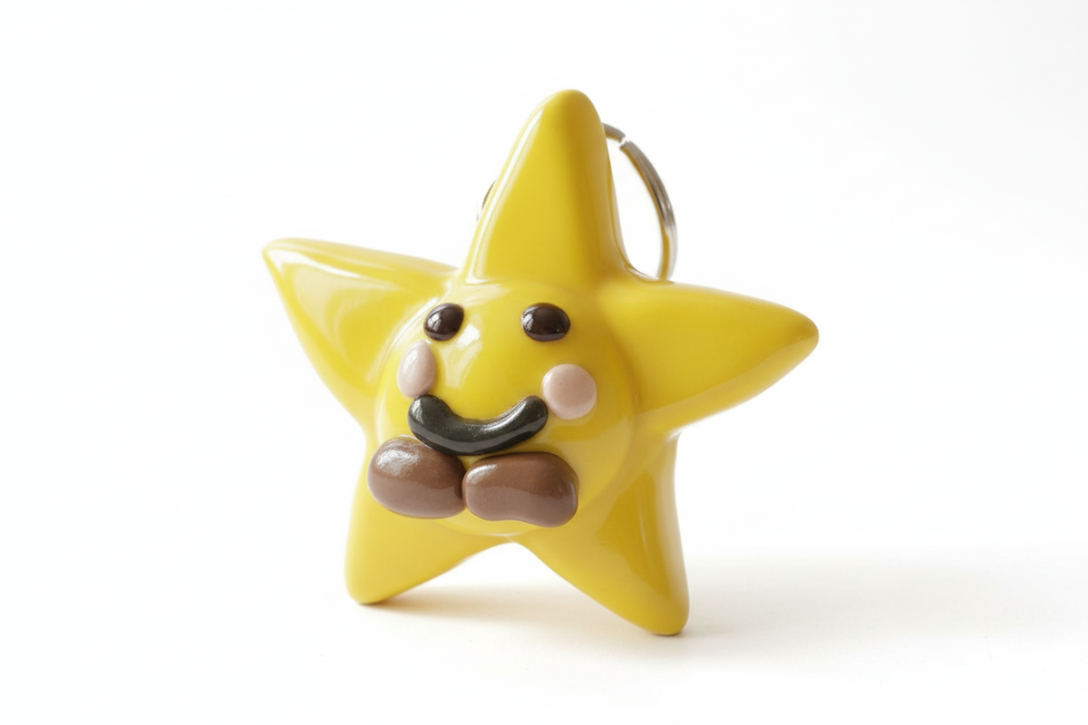 Cute Sunshine Star Charm – Handmade Polymer Clay Keychain