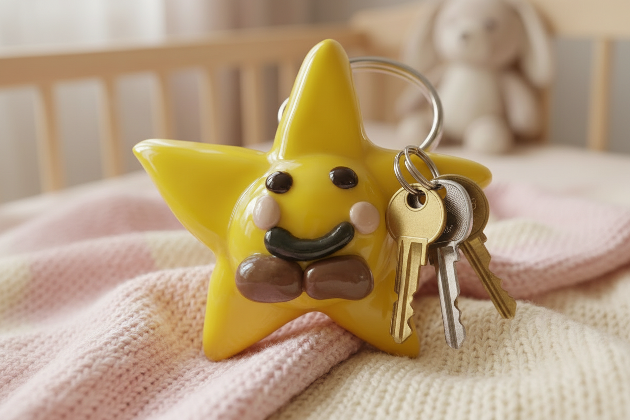 Cute Sunshine Star Charm – Handmade Polymer Clay Keychain