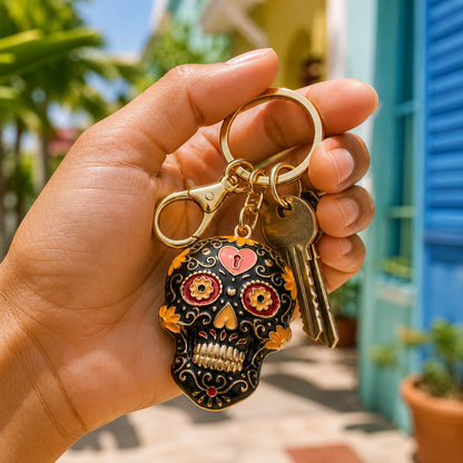 🖤 Sugar Skull Keychain – Day of the Dead Inspired Accessory