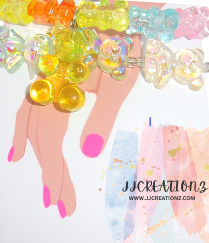 🌈 Gummy Bear Charm Bracelet – Colorful Candy-Inspired Jewelry
