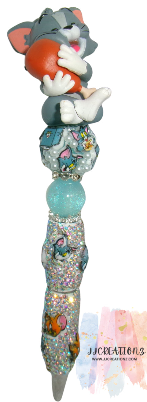 Tom & Jerry Sparkle Pen – Mischievous Cat Beaded Glitter Pen ✨