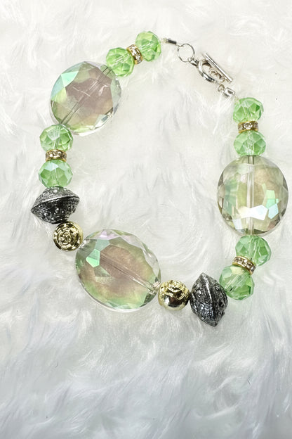 Green Crystal Glam Beaded Bracelet