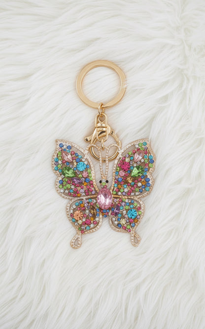 🦋 Sparkly Crystal Butterfly Keychain – Colorful Rhinestone Bag Charm