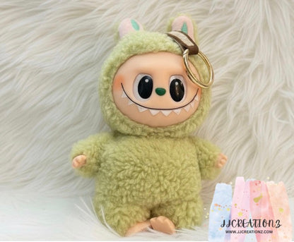 Green Labubu Monster Plush Keychain
