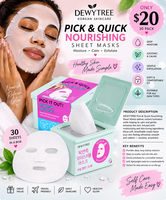 💧 DEWYTREE Pick & Quick Nourishing Sheet Masks – 30 Pack
