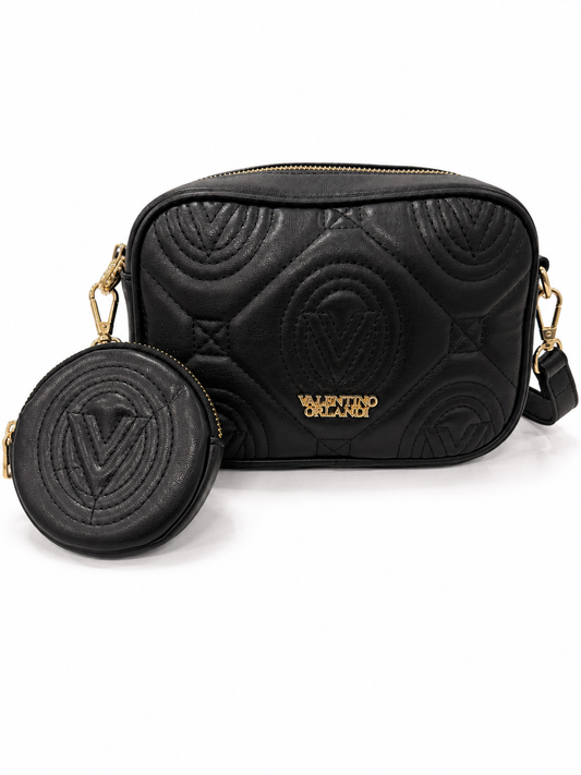 Black Quilted Crossbody Bag & Coin Purse Set