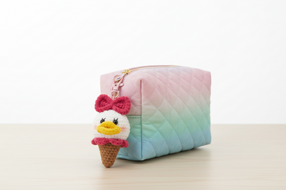 Crochet Duck Ice Cream Cone Keychain – Handmade Plush Charm