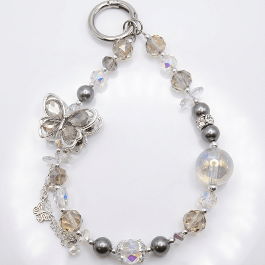 ✨ Pink Butterfly Beaded Phone Charm