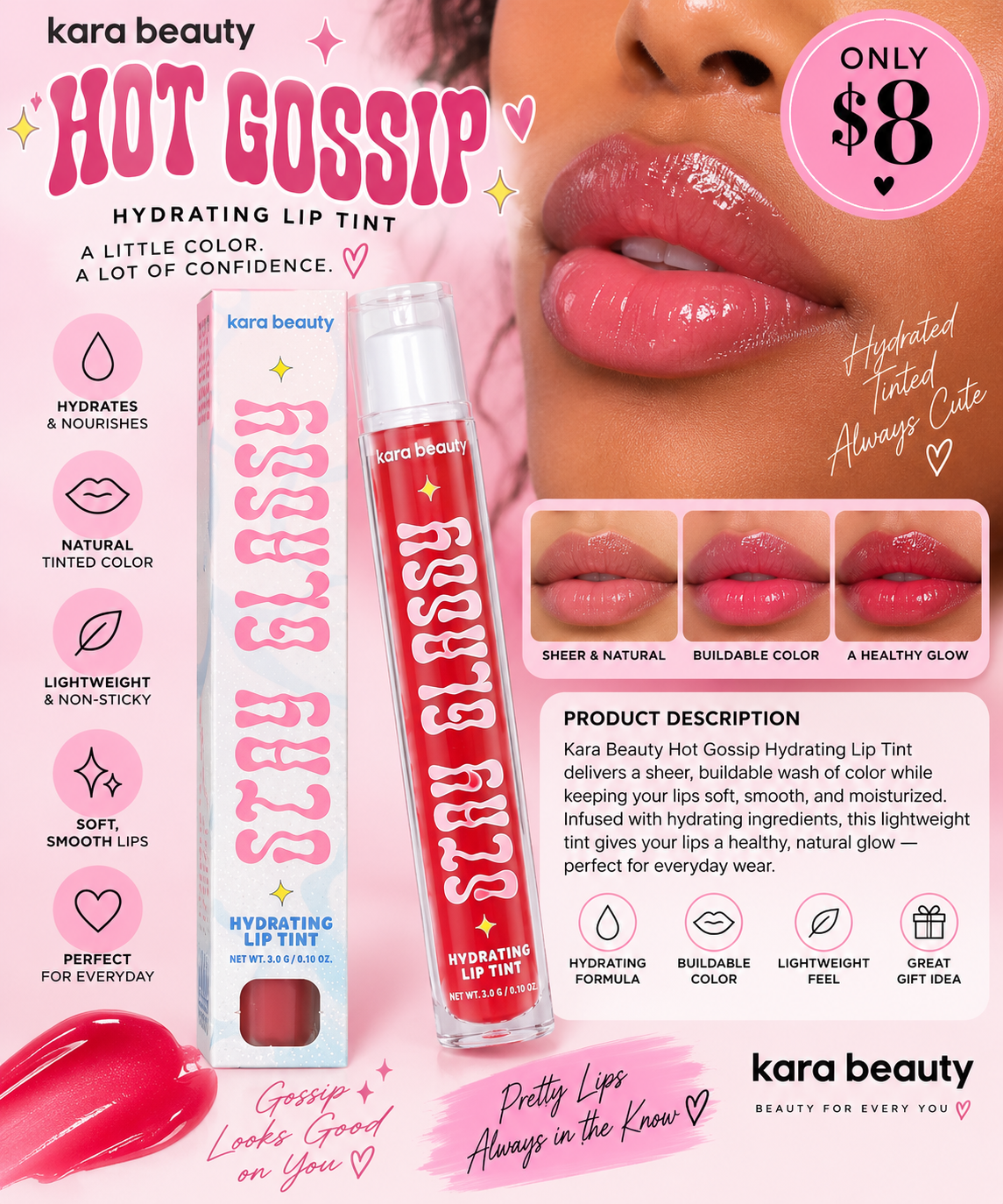 Kara Beauty Hot Gossip Hydrating Lip Tint